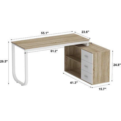 55" L-Shaped Corner Computer Desk
