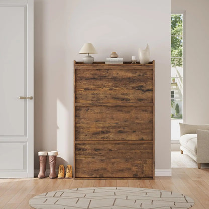 3 Flip Drawer Shoe Cabinet, 46"