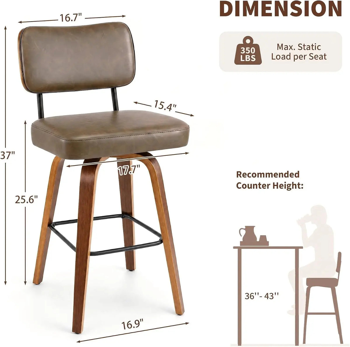 Faux Leather Swivel Bar Stools, Set of 3