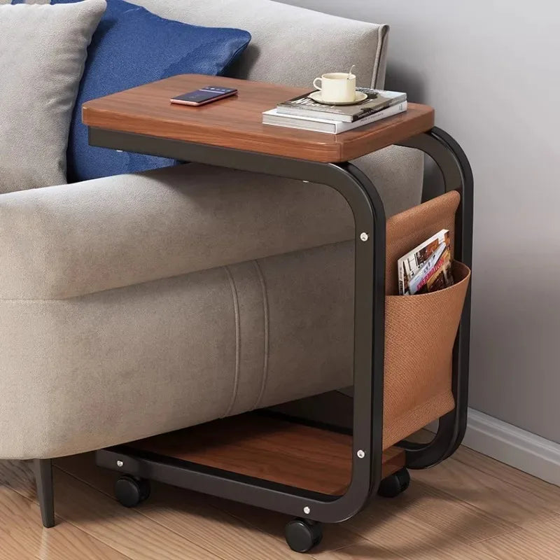 Mobile Coffee Side Table, Height Adjustable