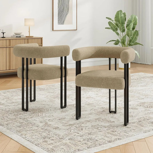 Farini Bouclé Dining Arm Chairs, Set of 2