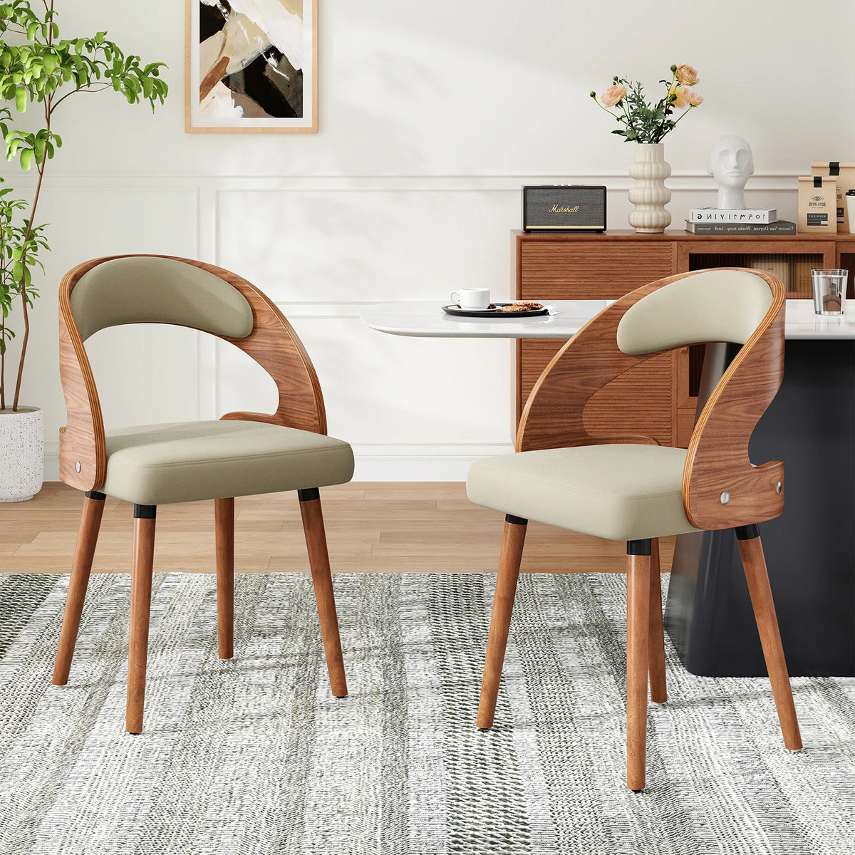Farini Upholstered Wood Dining Chairs, Set of 2