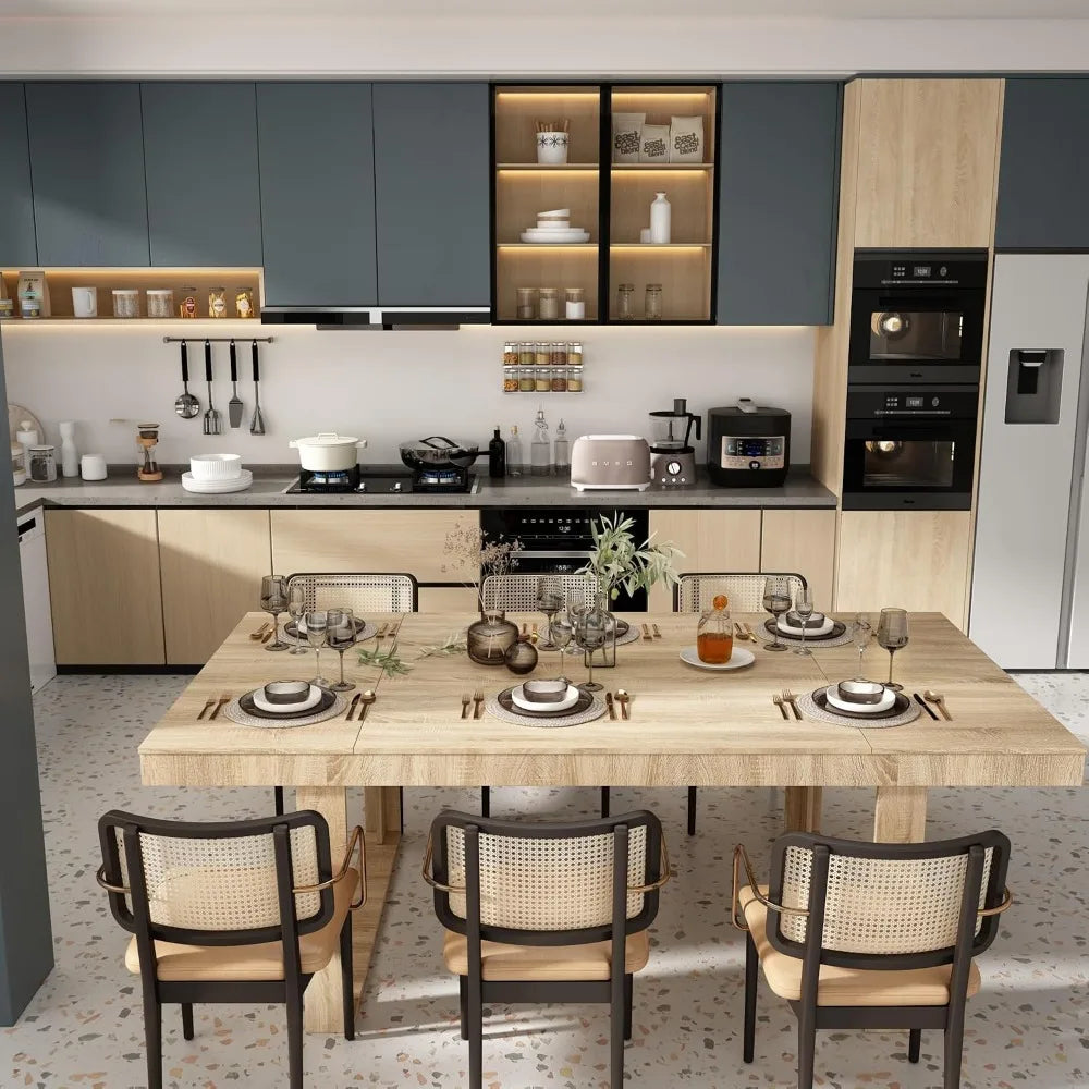 86.6" Modern Wood Dining Table