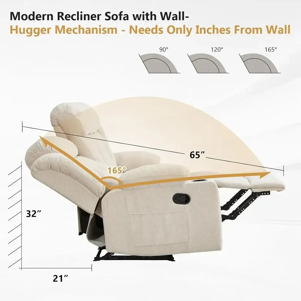 Chenille Reclining 3-Seat Sofa