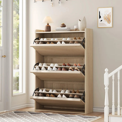 3 Flip Drawer Shoe Cabinet, 46"