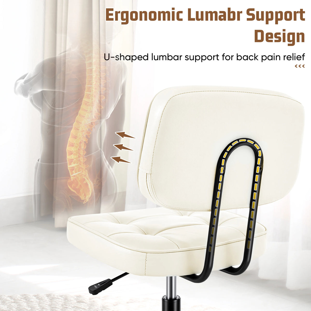 JHK Armless PU Leather Office Chair