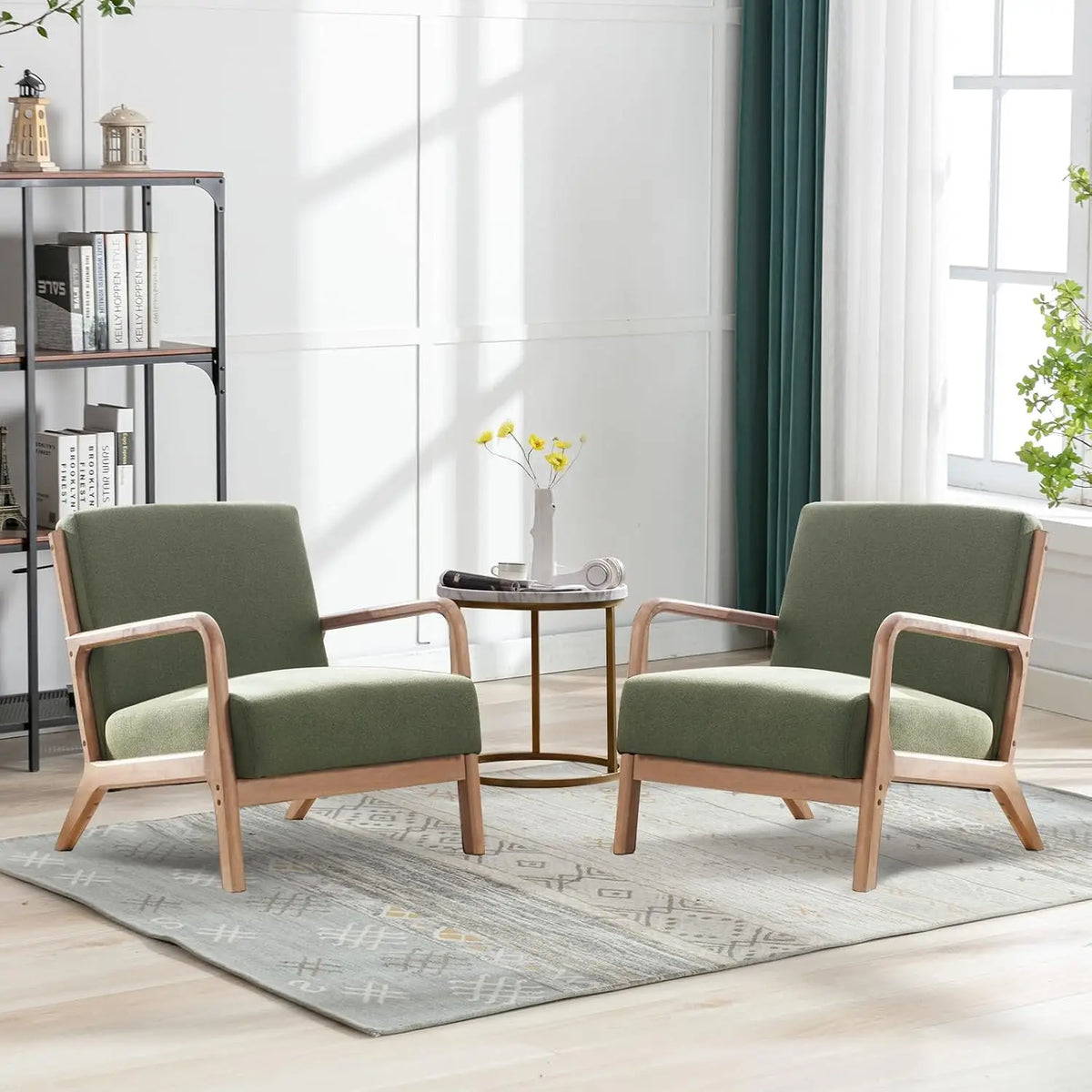 Mid-Century Accent Chair with Wood Frame