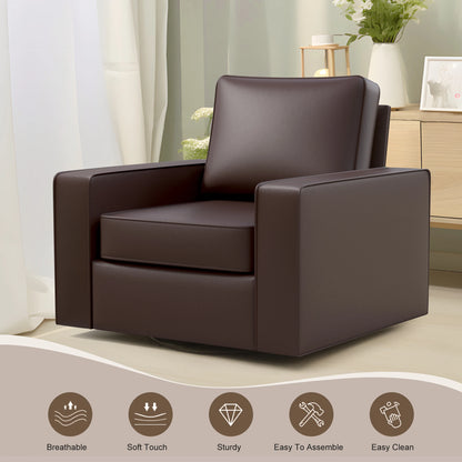 KERDOM 360° Swivel Accent Chair, PU Leather