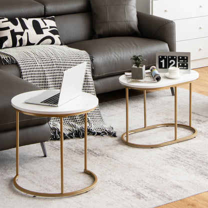 Marble Nesting Coffee Tables, Set of 2