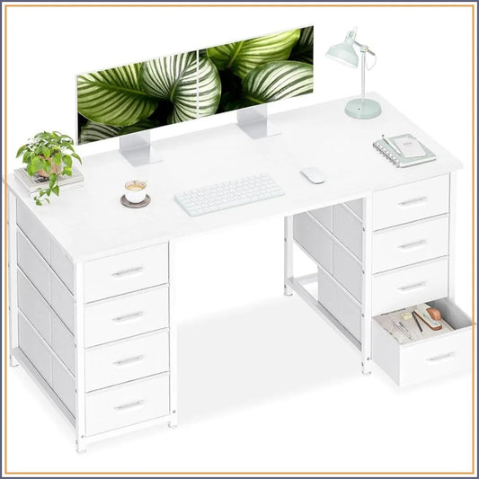 48" Computer Desk with 8 Fabric Drawers