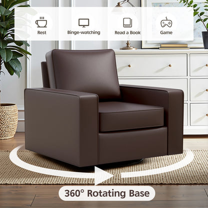 KERDOM 360° Swivel Accent Chair, PU Leather