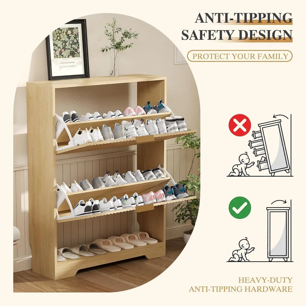 Modern Slim Shoe Storage Cabinet