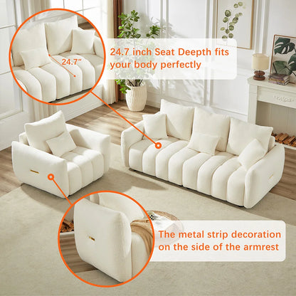79.5in Teddy Fabric 3-Seater Sofa