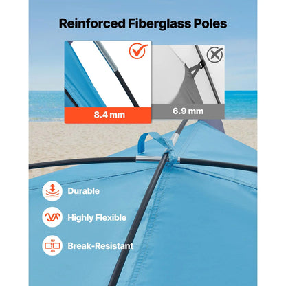 4-Person Beach Tent Sun Shelter, UPF 50+
