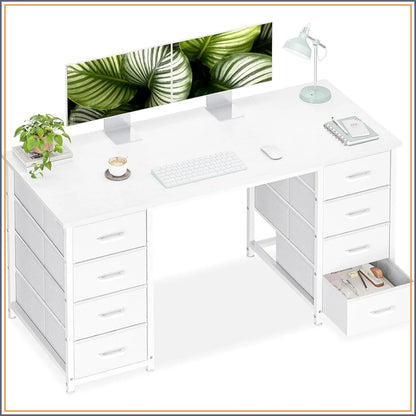 48" Computer Desk with 8 Fabric Drawers