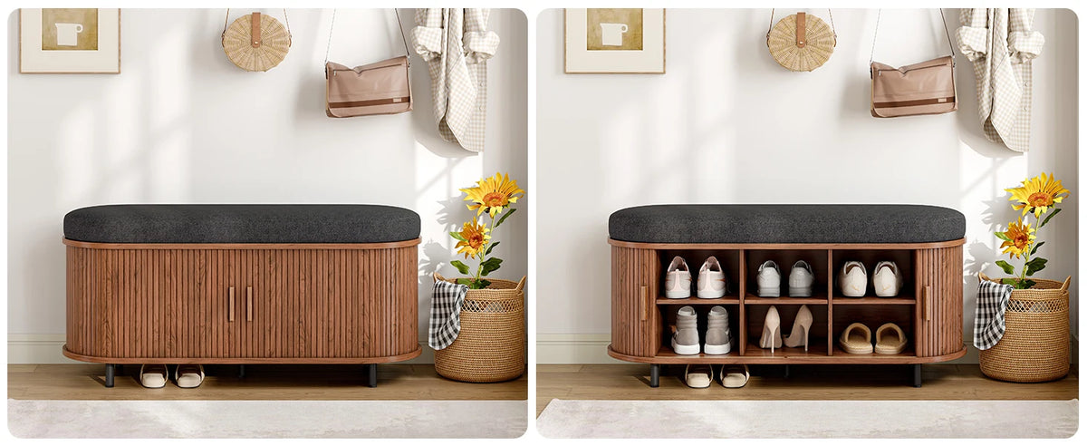 3-Tier Shoe Storage Bench with Cushion