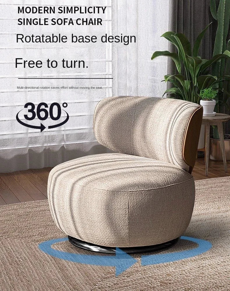 Single Swivel Accent Chair – Fabric, Cushioned, Wood Frame