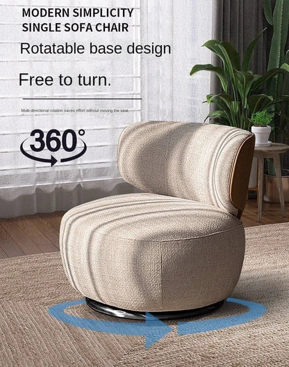 Single Swivel Accent Chair – Fabric, Cushioned, Wood Frame