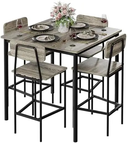 5-Piece Industrial Dining Table Set