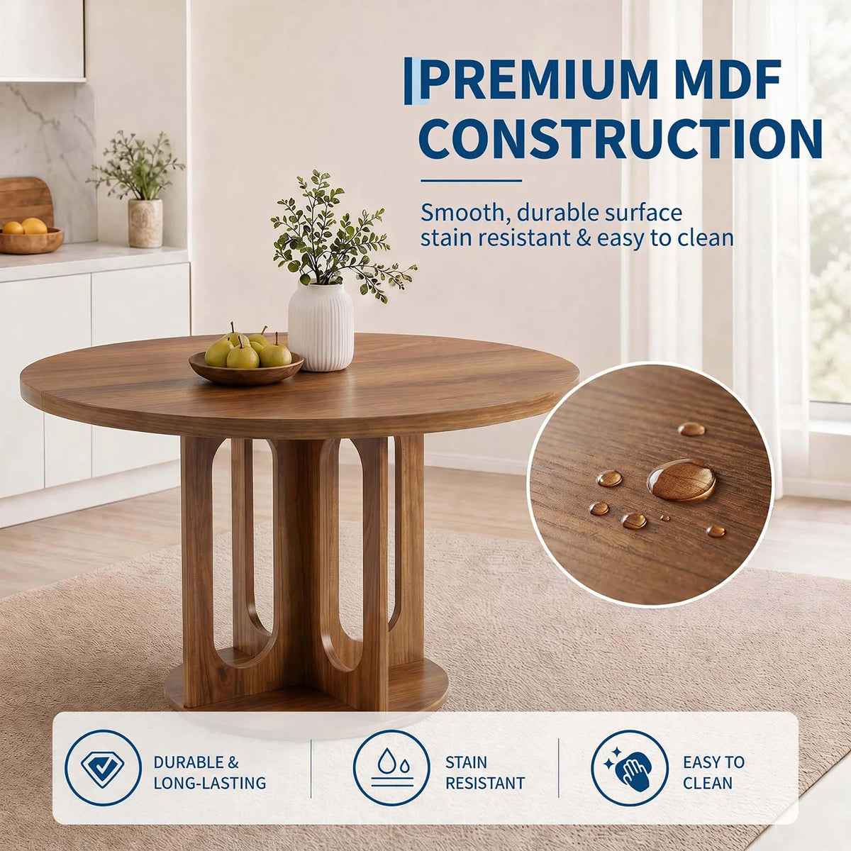 47" Round Pedestal Dining Table