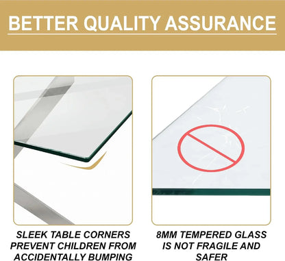 5-Piece Glass Dining Table Set for 4