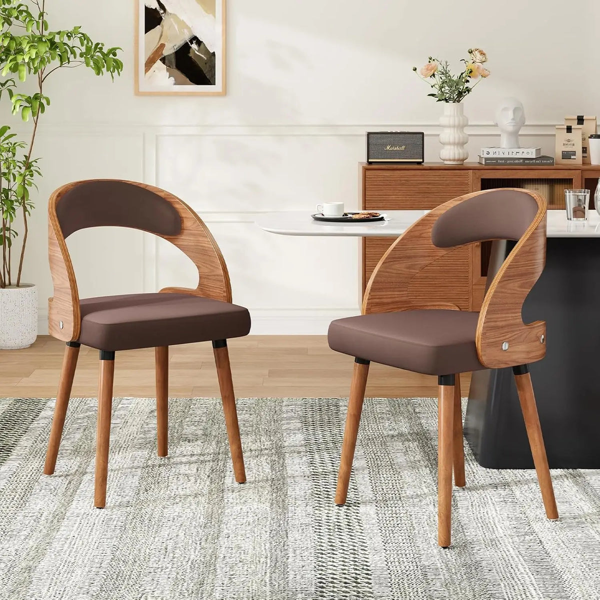 Farini Upholstered Wood Dining Chairs, Set of 2