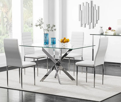 5-Piece Glass Dining Table Set for 4
