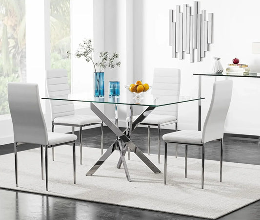 5-Piece Glass Dining Table Set for 4