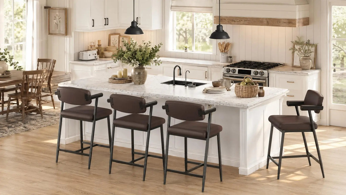 Bar Stools with Arms & Footrest, Set of 2