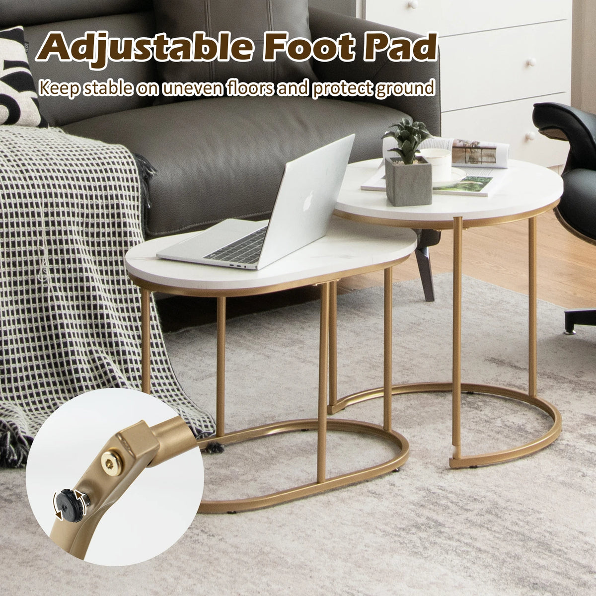 Marble Nesting Coffee Tables, Set of 2