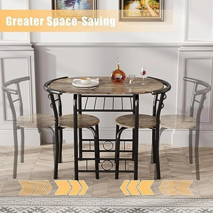 3-Piece Round Wood Table & Chair Set