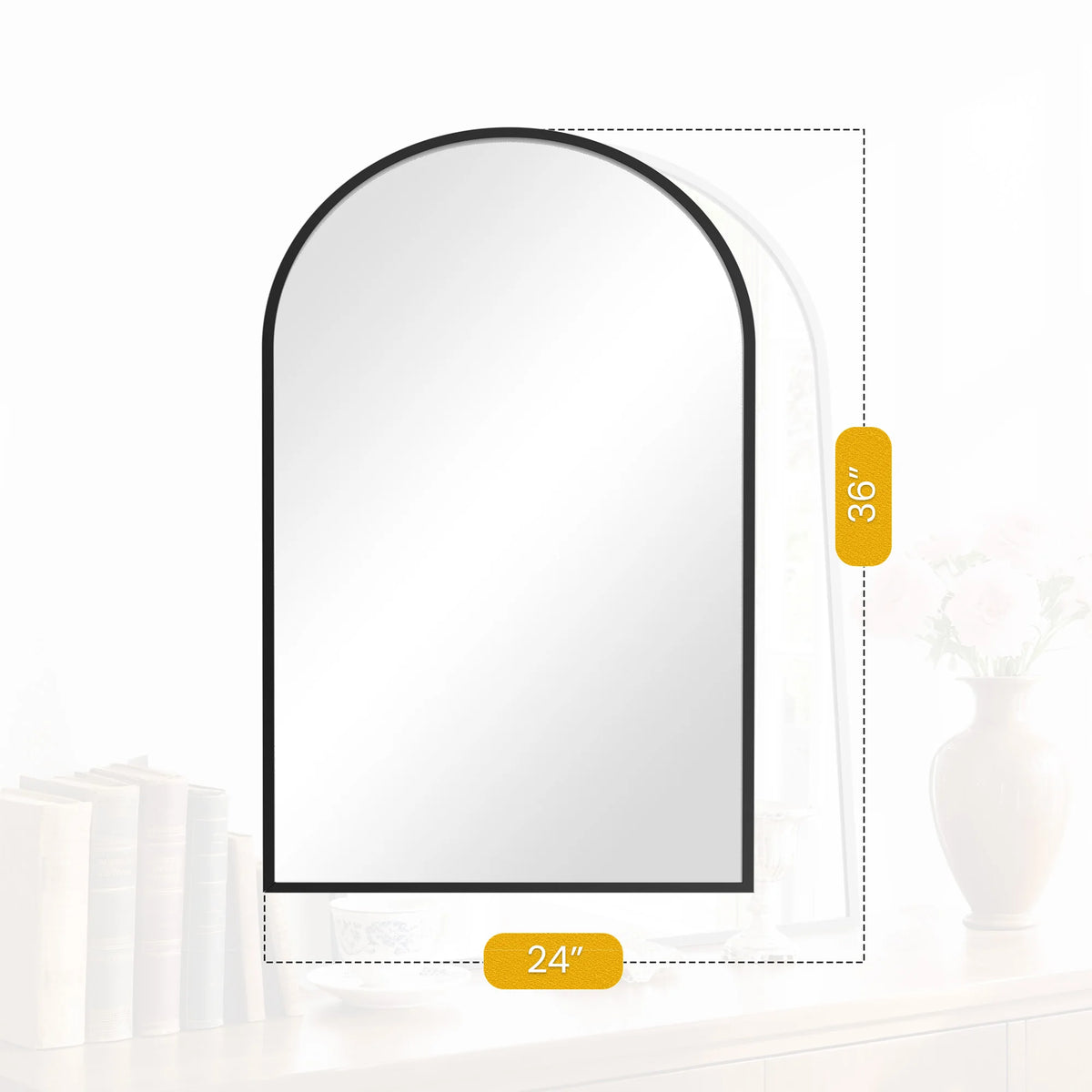 Arched Metal Framed Wall Mirror