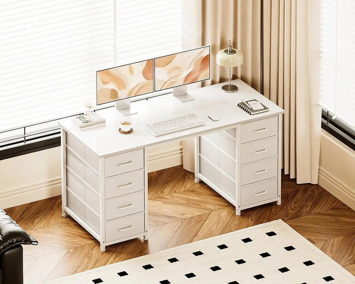 48" Computer Desk with 8 Fabric Drawers