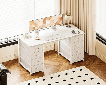48" Computer Desk with 8 Fabric Drawers