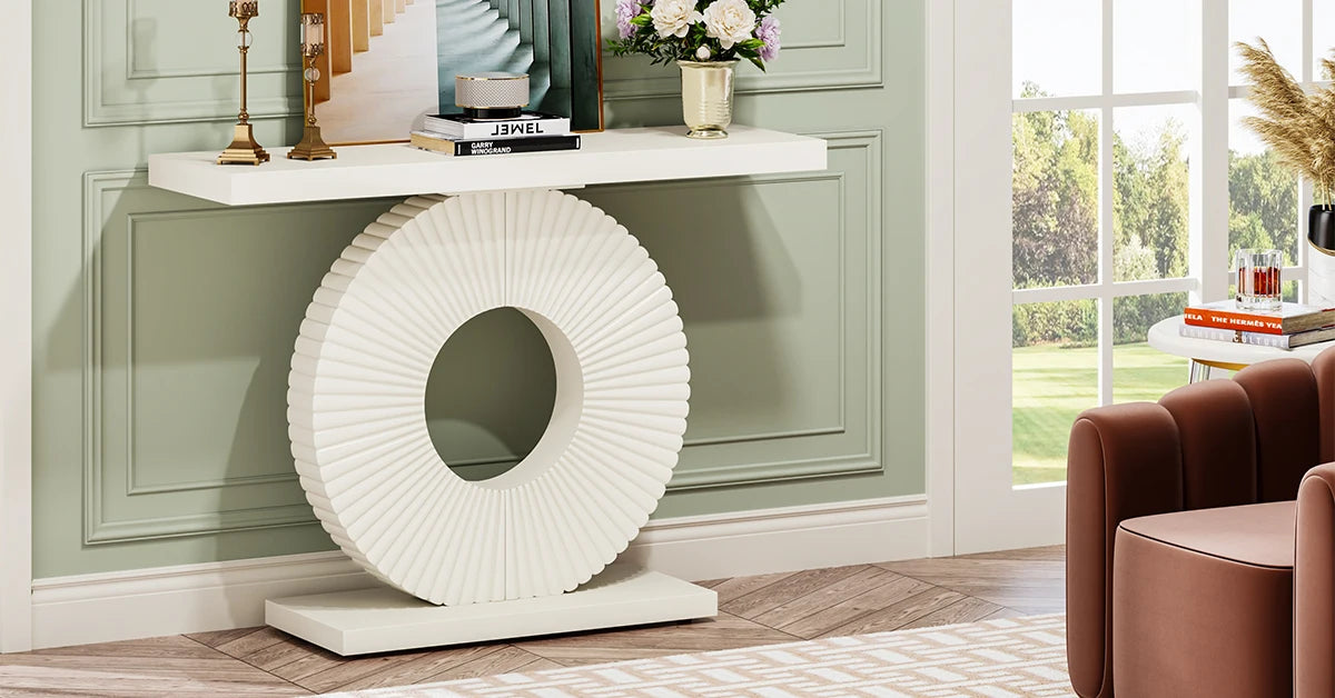 Tribesigns Console Table with Geometric Base