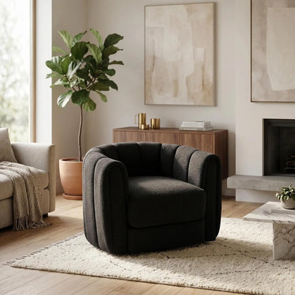 Garvee Velvet Swivel Barrel Accent Chair