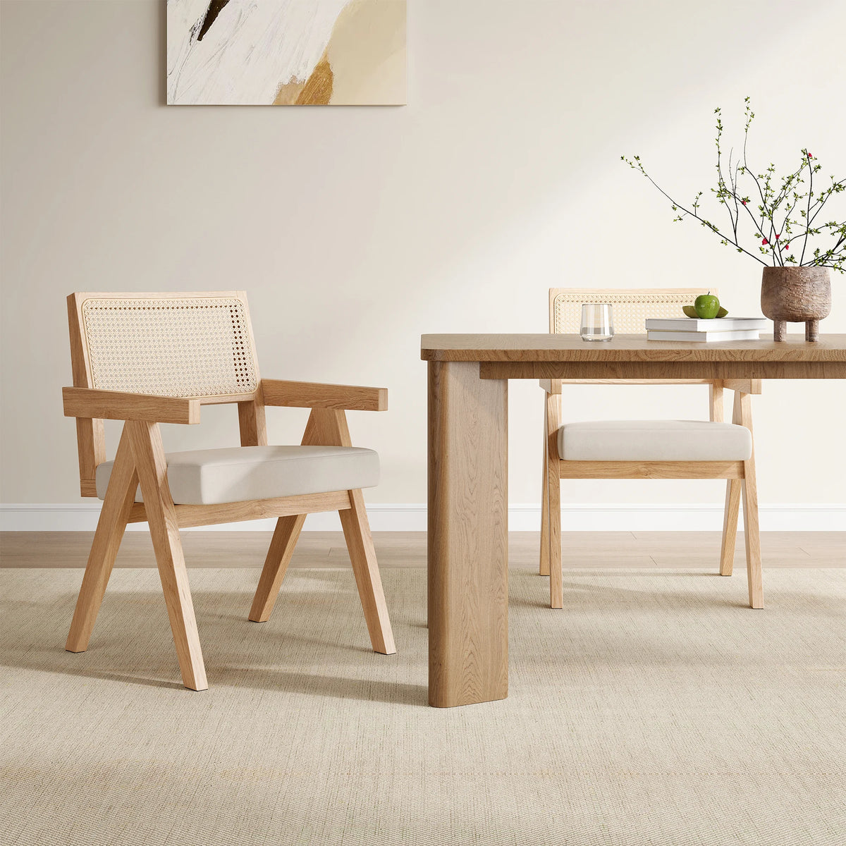 Mid-Century Rattan Dining Chairs, Set of 2