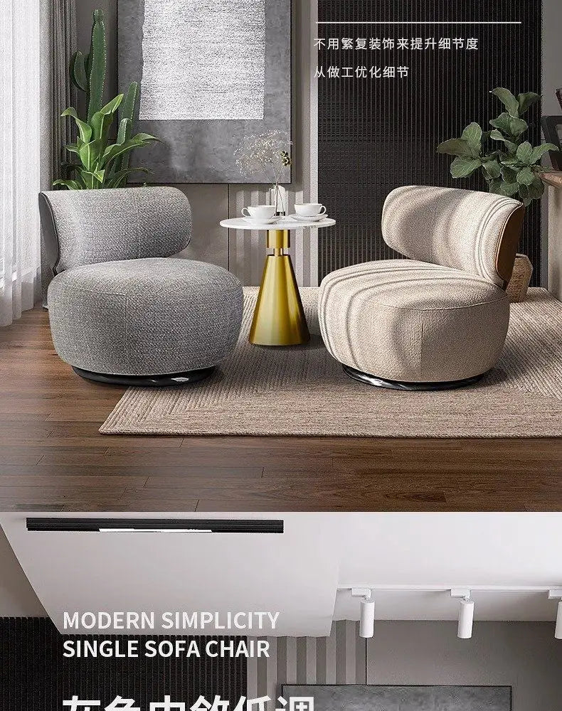 Single Swivel Accent Chair – Fabric, Cushioned, Wood Frame