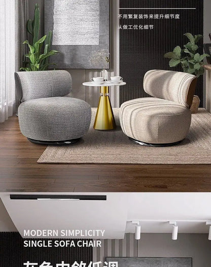 Single Swivel Accent Chair – Fabric, Cushioned, Wood Frame