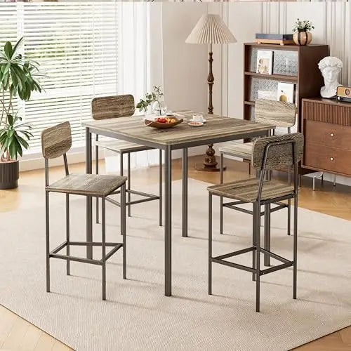 5-Piece Industrial Dining Table Set