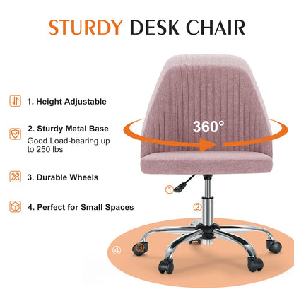JHK Armless Vanity Swivel Desk Chair