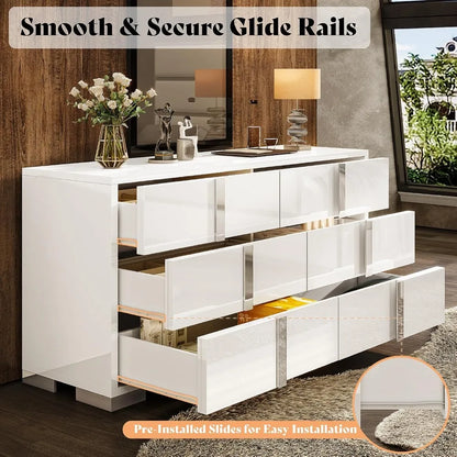White High Gloss 6-Drawer Dresser