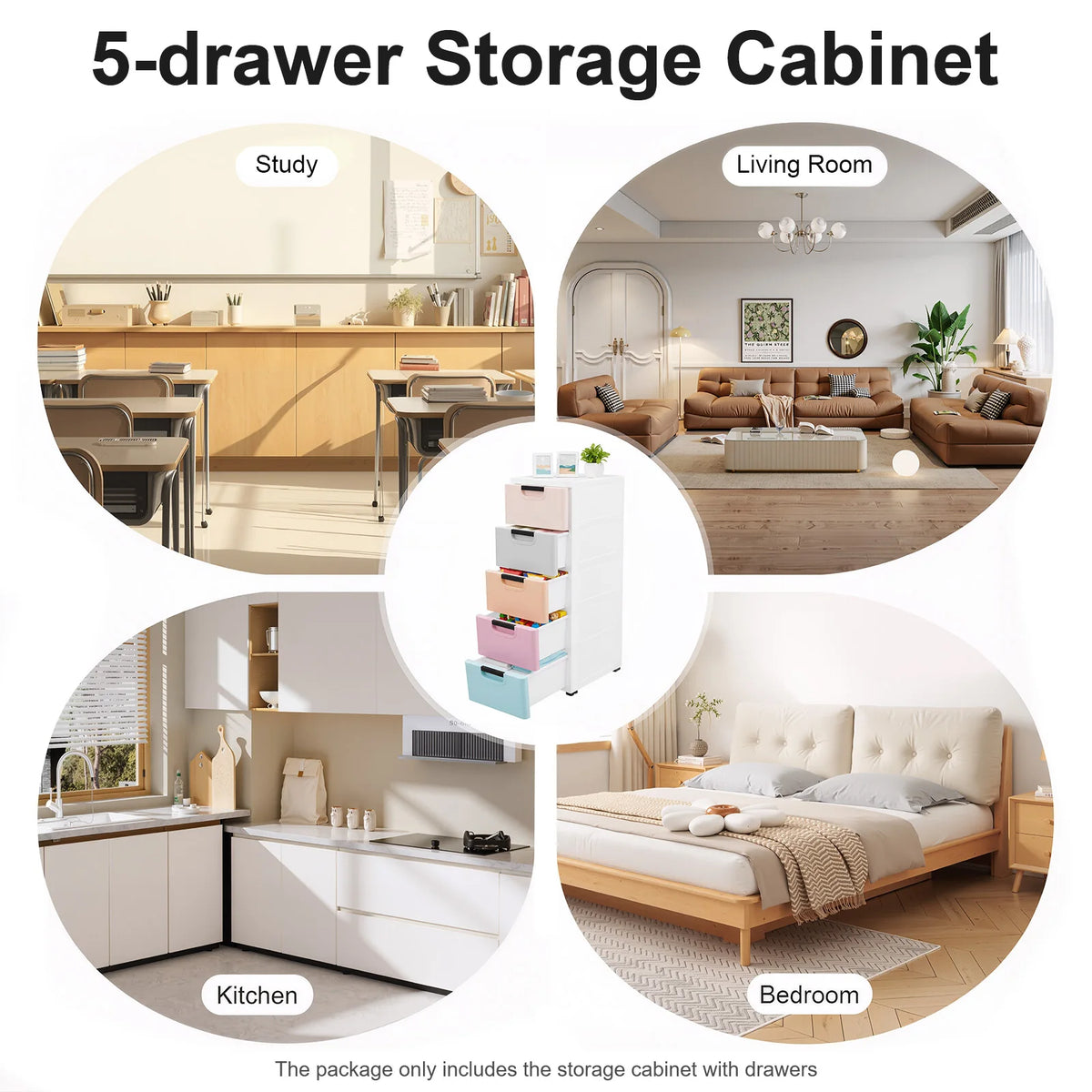 5-Drawer Plastic Storage Dresser Tower