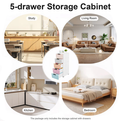 5-Drawer Plastic Storage Dresser Tower