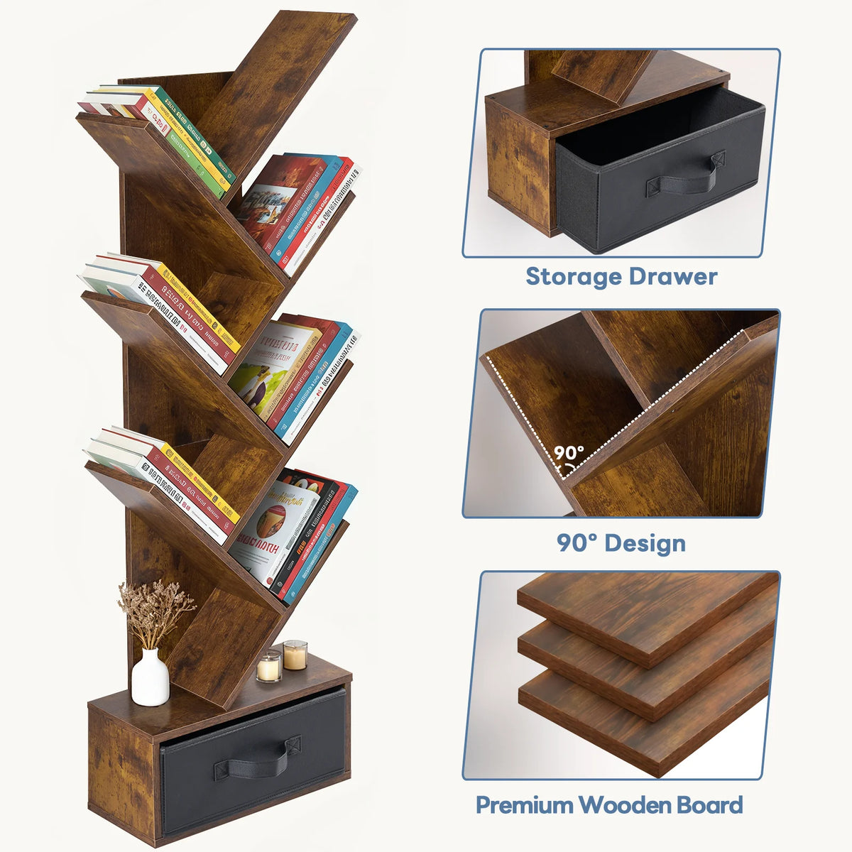 JHK 43" Geometric Book Rack