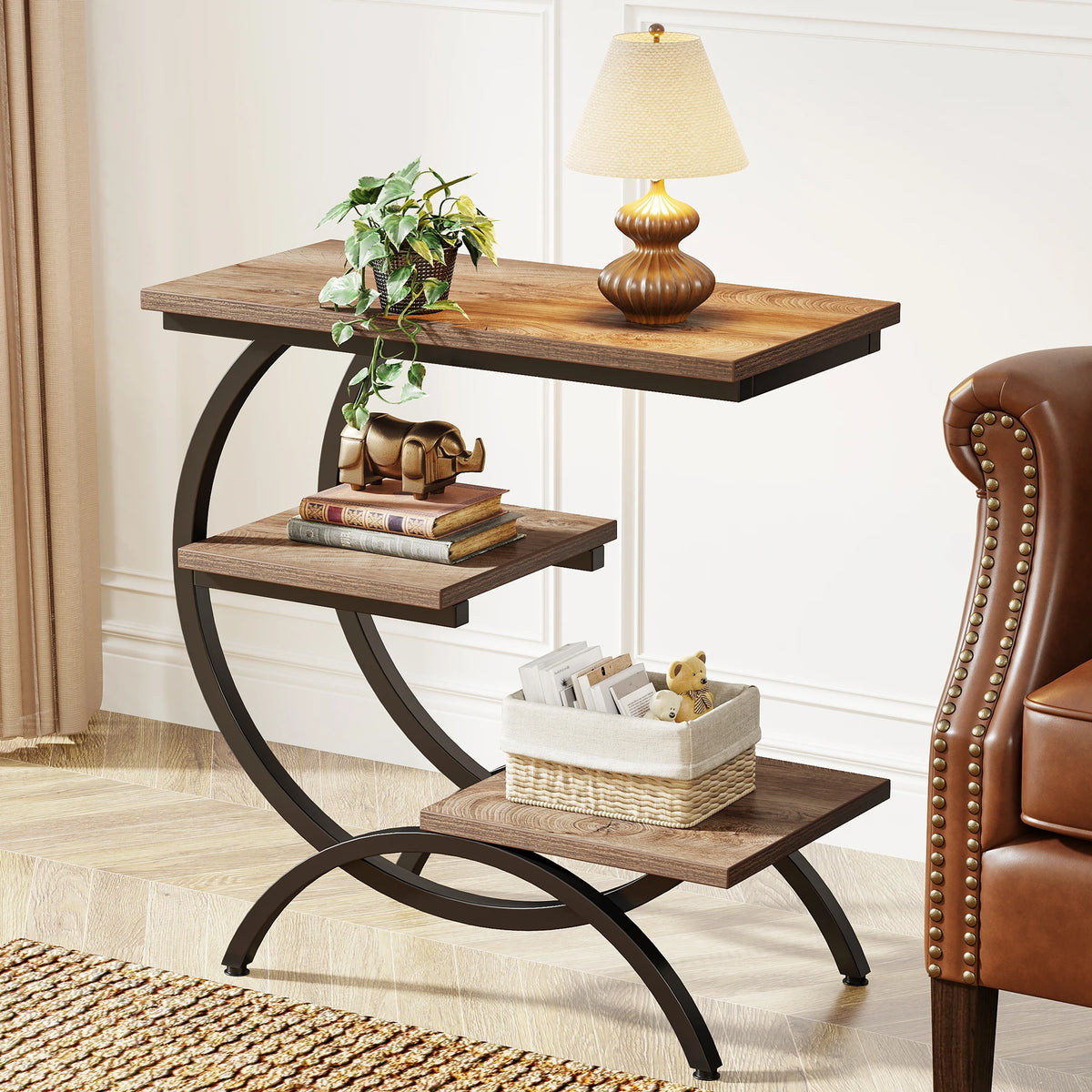 Tribesigns C-Shaped Industrial End Table