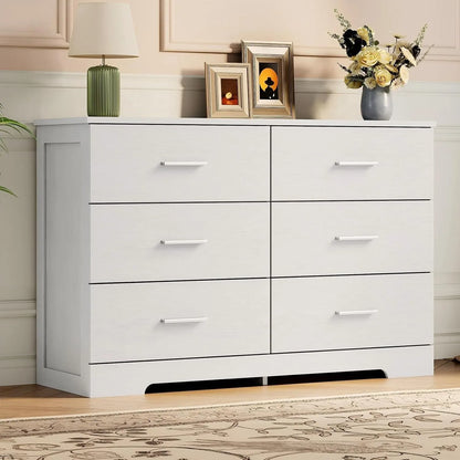 6-Drawer Wood Dresser with Metal Handles