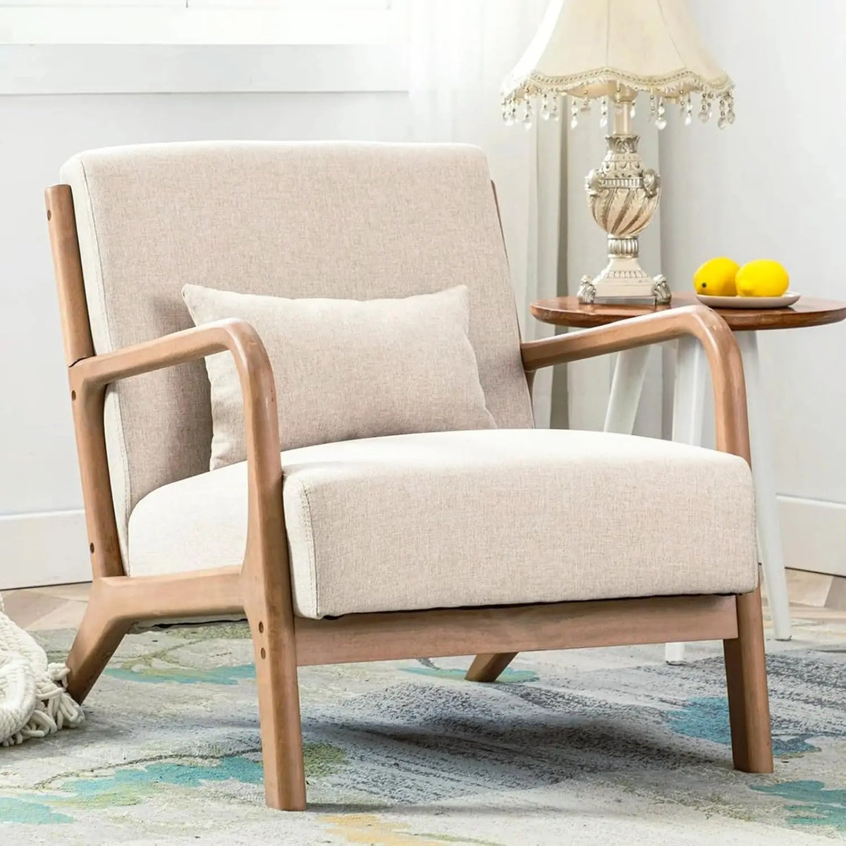 Mid-Century Accent Chair with Wood Frame