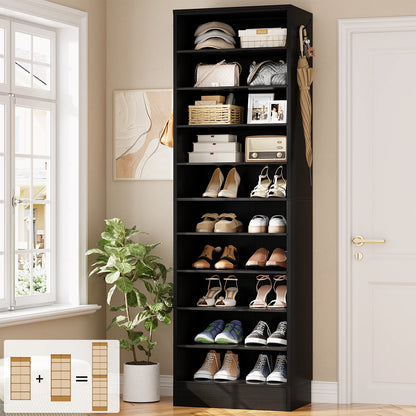 10-Tier Narrow Wood Shoe Rack