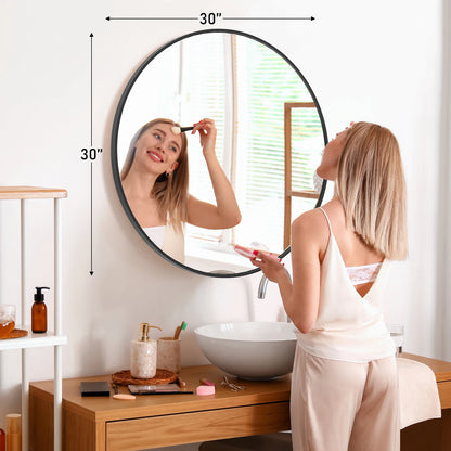 JHK Round Metal Framed Wall Mirror